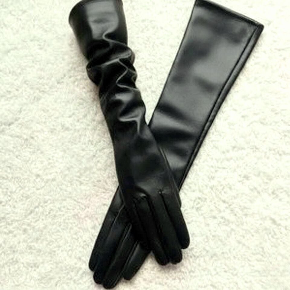 Matmazel Siyah Renk Pu Deri Eldiven 50 cm