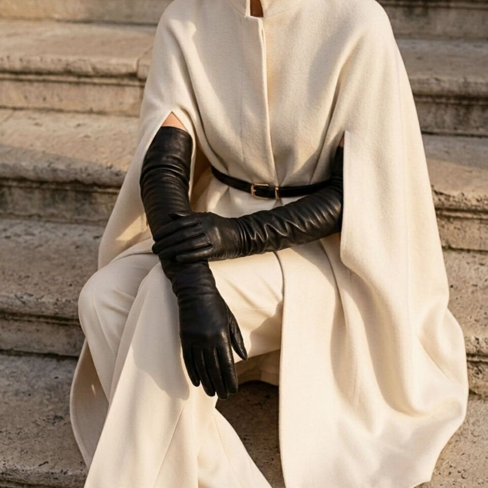 Matmazel Siyah Renk Pu Deri Eldiven 50 cm