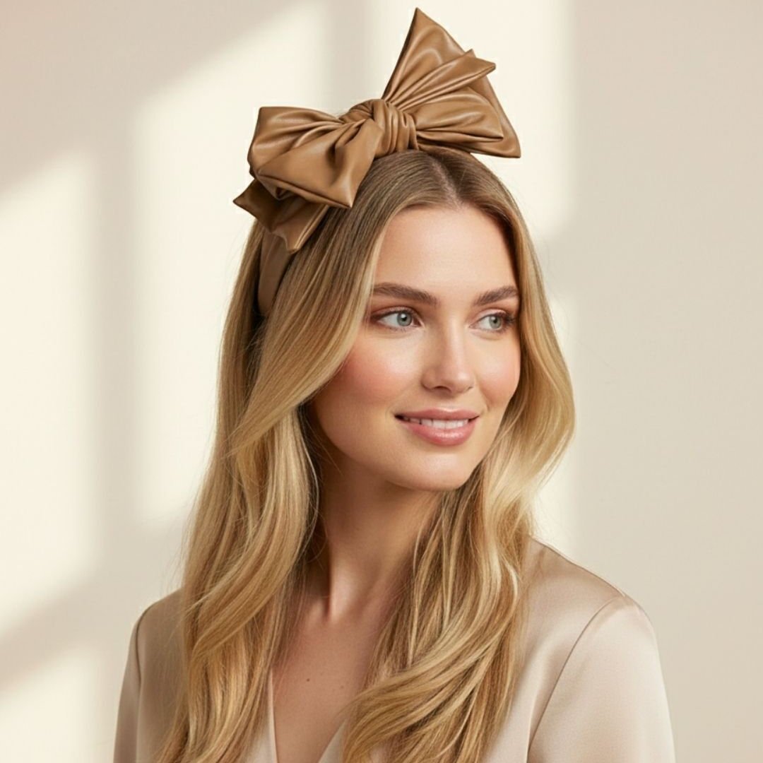 Mila Camel Renk Suni Deri Taç