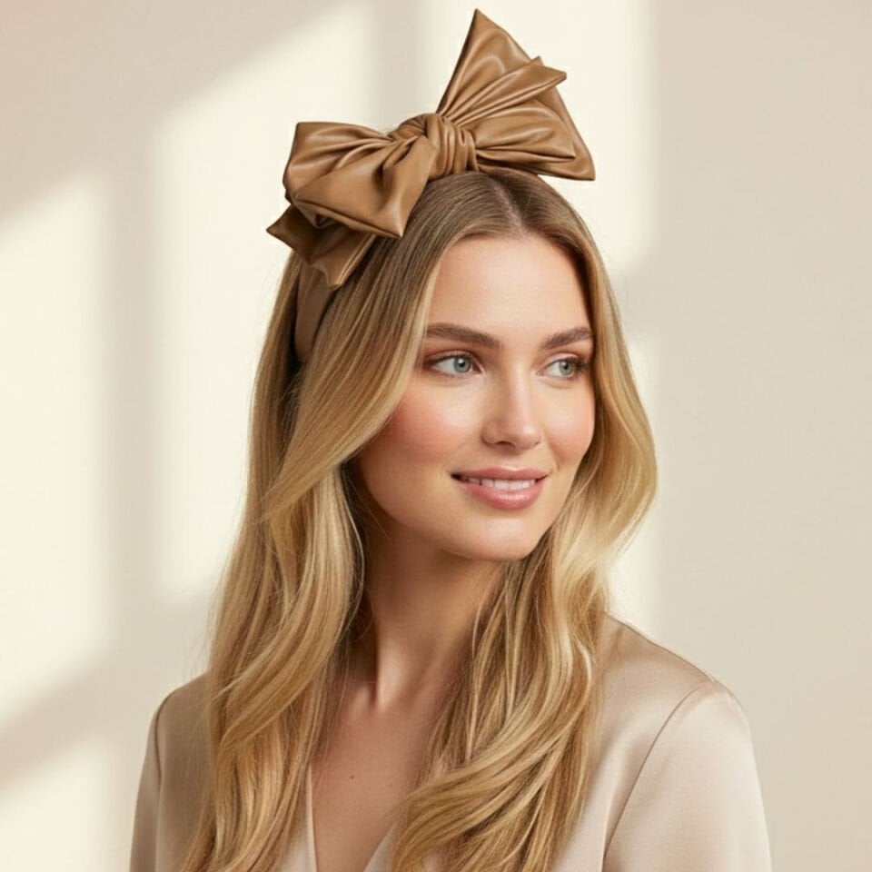 Mila Camel Renk Suni Deri Taç