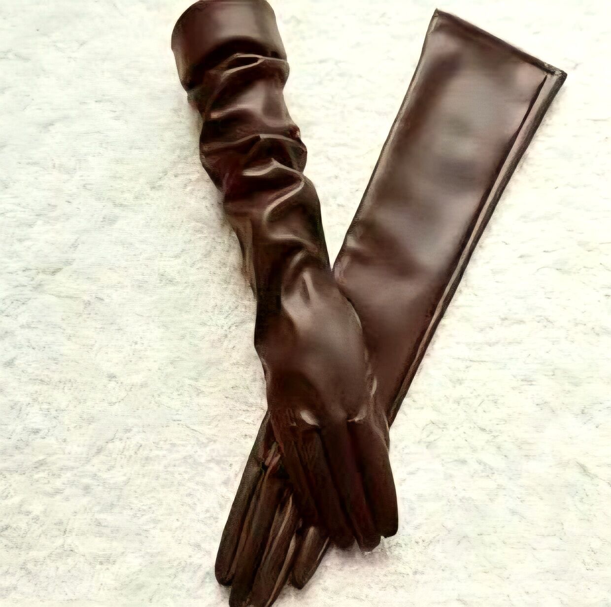 Matmazel Kahverengi Renk Pu Deri  Eldiven 50 cm