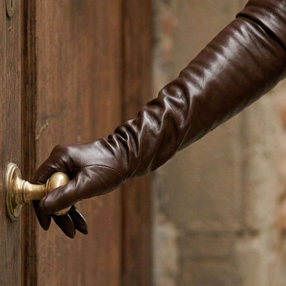 Matmazel Kahverengi Renk Pu Deri  Eldiven 50 cm