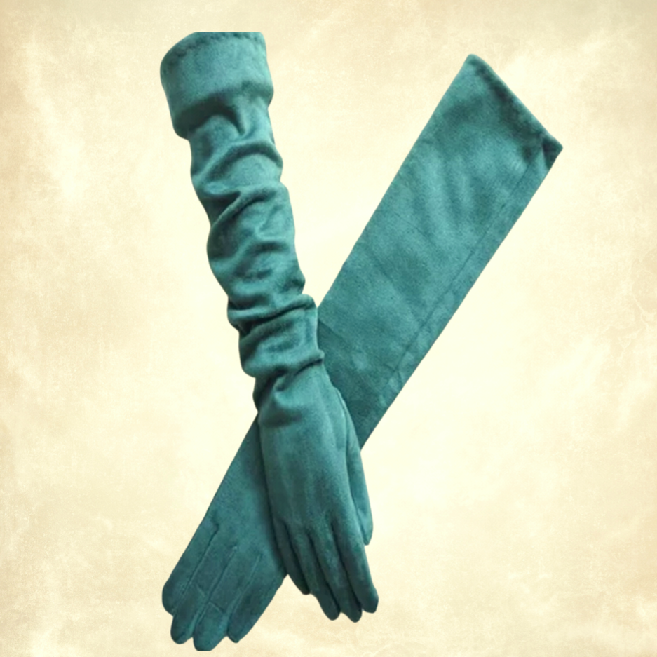 Matmazel Yeşil Renk Süet Eldiven 48 cm