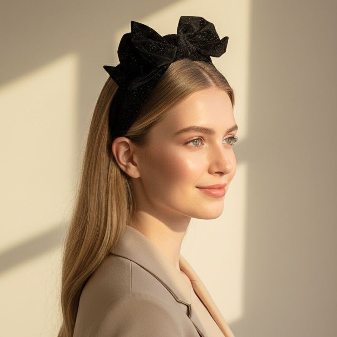 Mila Siyah Renk Simli Nubuk Taç