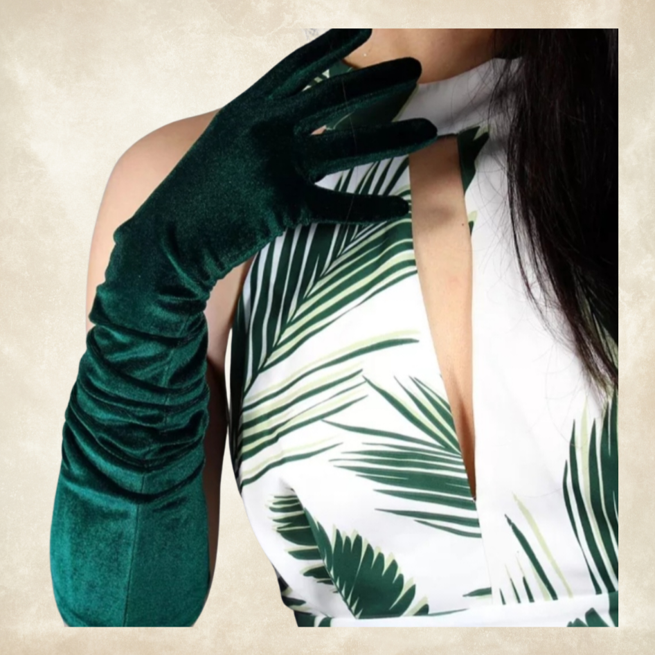 Matmazel Yeşil Kadife Eldiven 53 cm