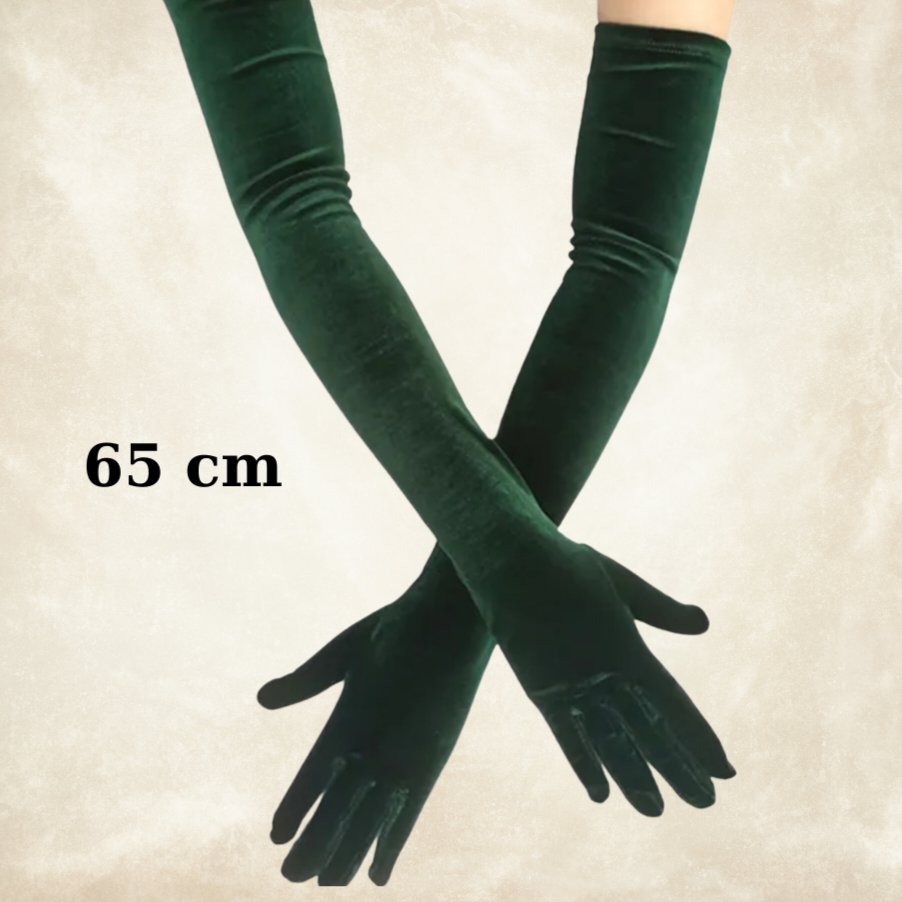 Matmazel Yeşil Renk Kadife Eldiven 65 cm