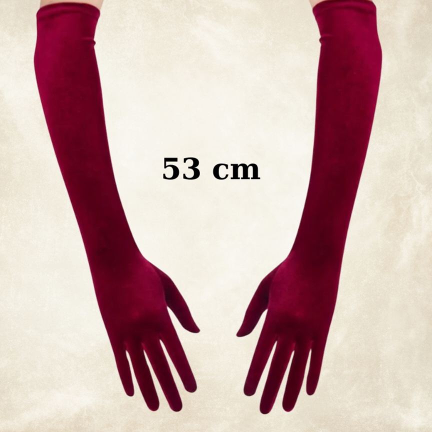 Matmazel Bordo Renk Kadife Eldiven 53 cm