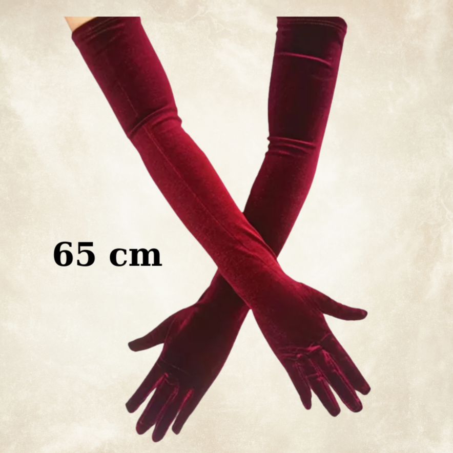 Matmazel Bordo Renk Kadife Eldiven 65 cm