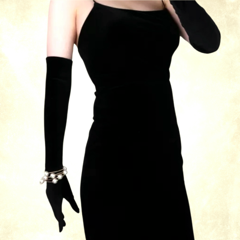 Matmazel Siyah Renk Kadife Eldiven 65 cm