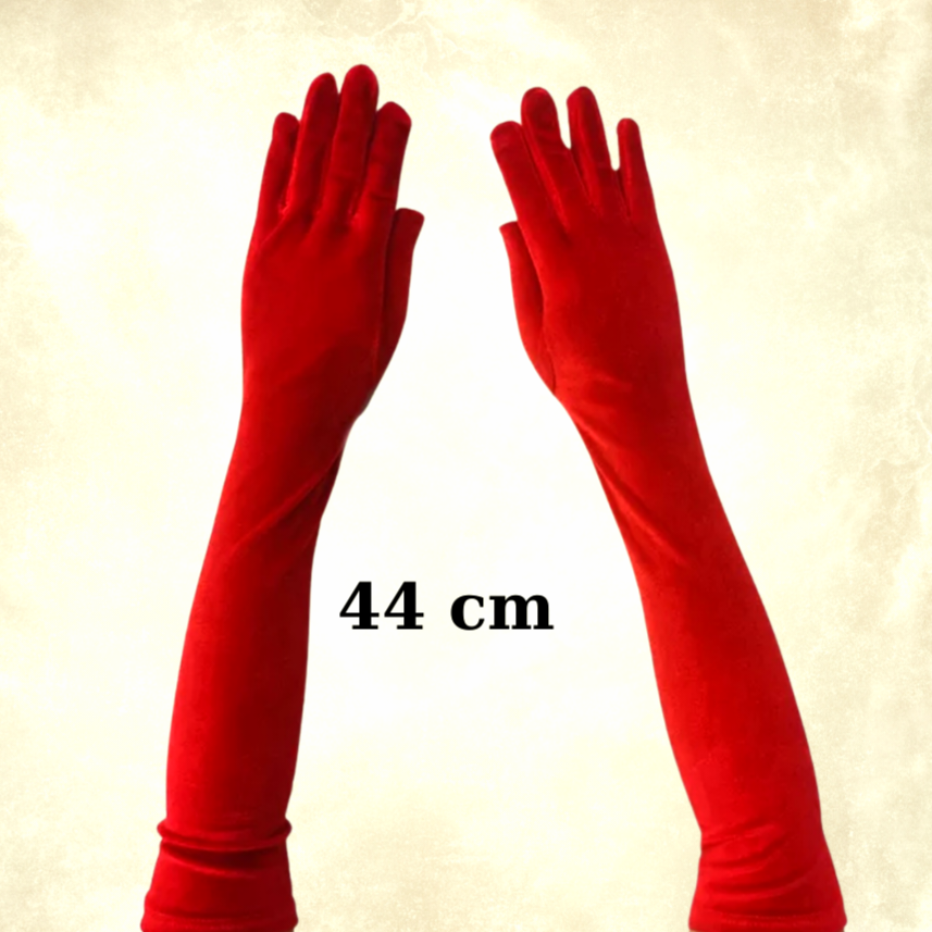 Matmazel Kırmızı Renk Kadife  Eldiven  44 cm
