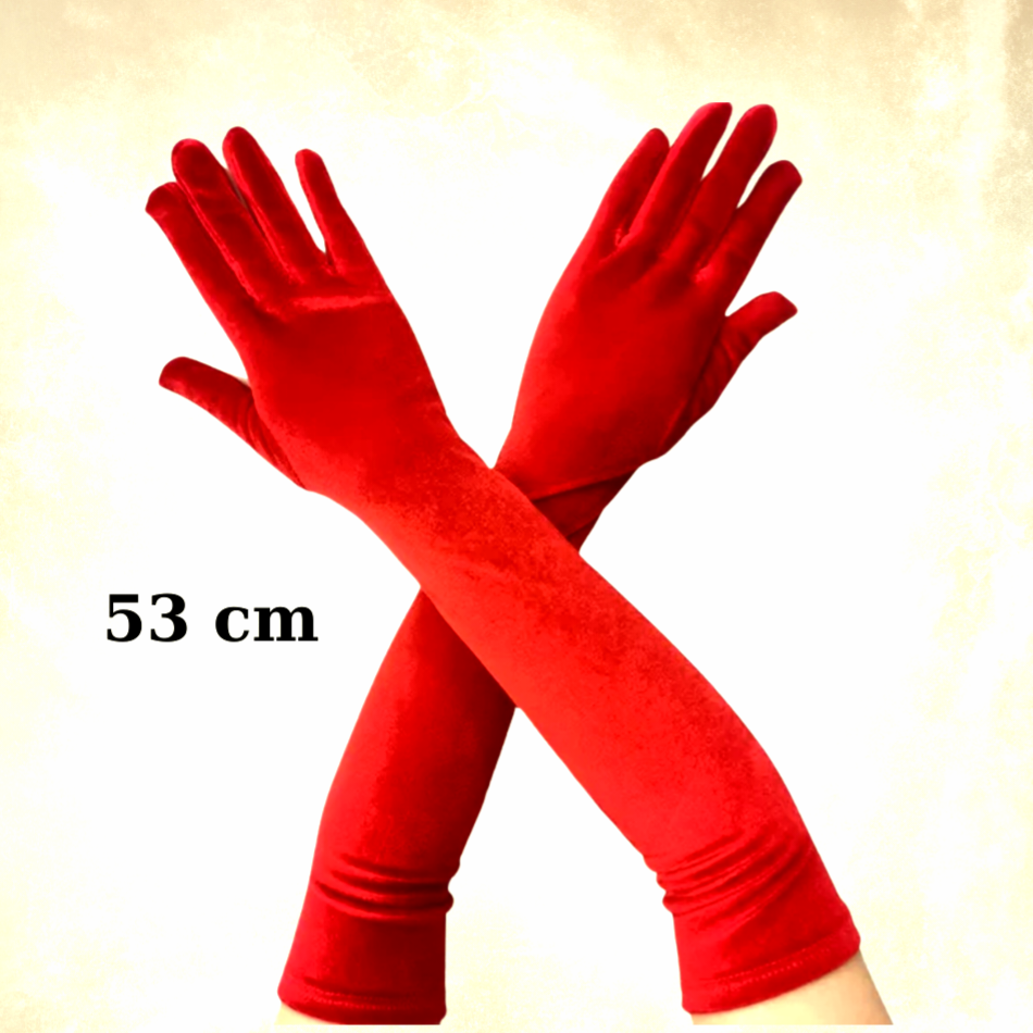 Matmazel Kırmızı Kadife Eldiven 53 cm