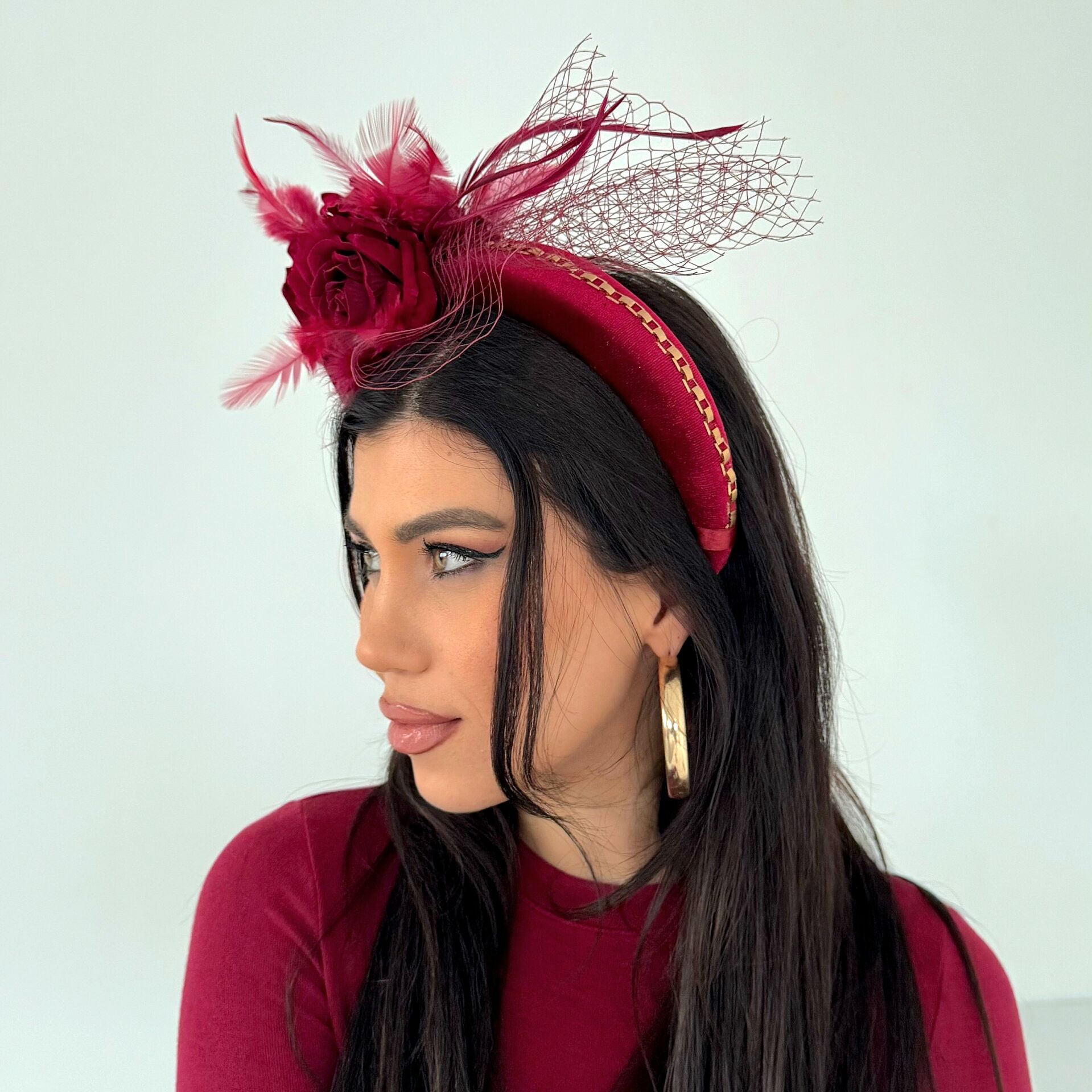 Amanda Bordo Renk Kadife Taç