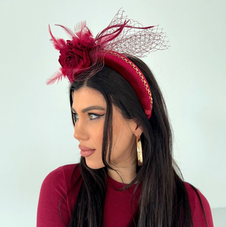 Amanda Bordo Renk Kadife Taç