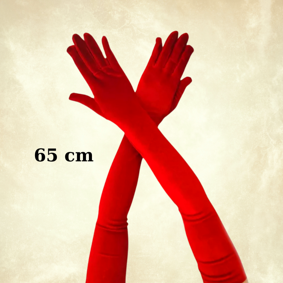 Matmazel Kırmızı Renk Kadife Eldiven 65 cm
