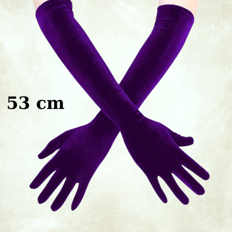 Matmazel Mor Kadife Uzun Eldiven 53 cm