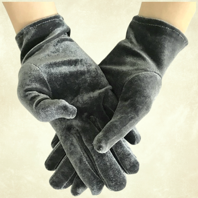 Matmazel Gri Kadife Eldiven