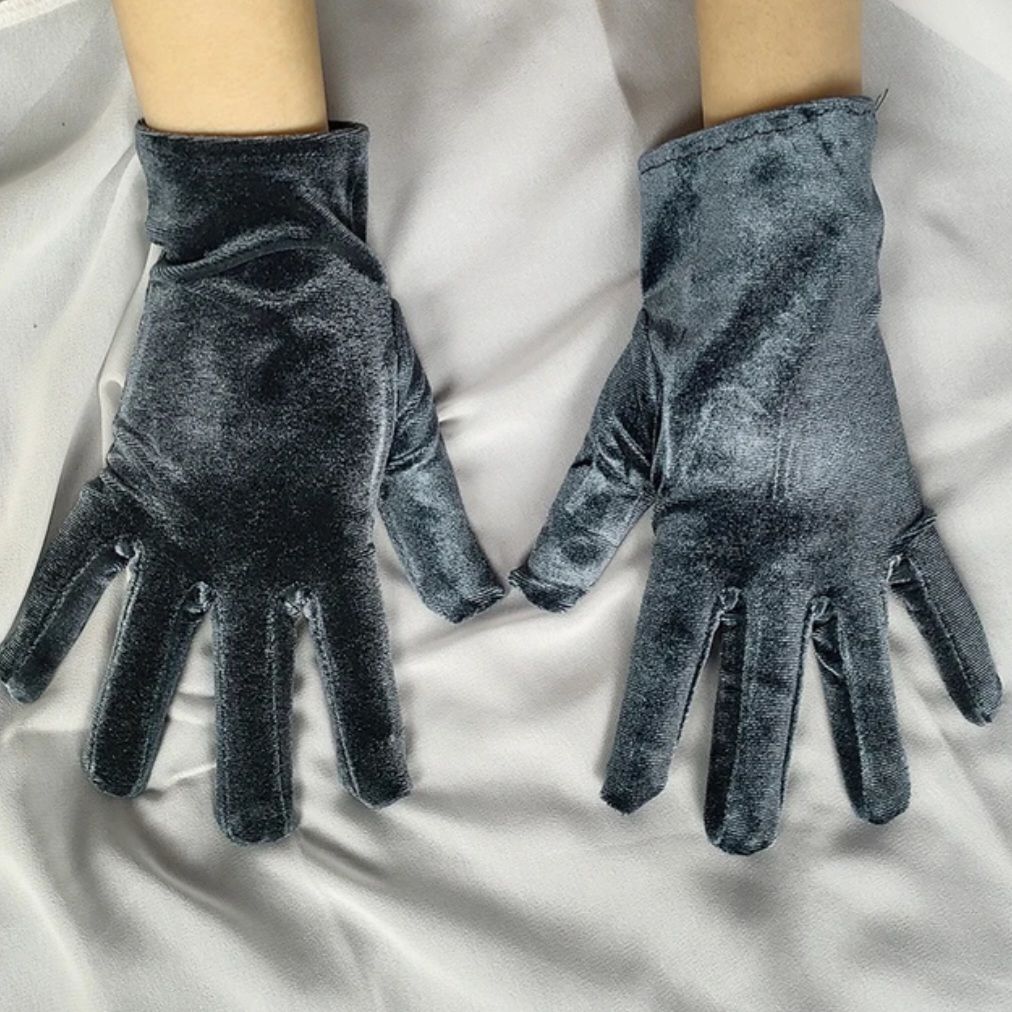 Matmazel Gri Renk Kadife  Eldiven