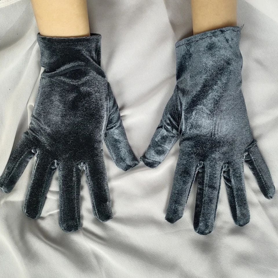 Matmazel Gri Kadife Eldiven