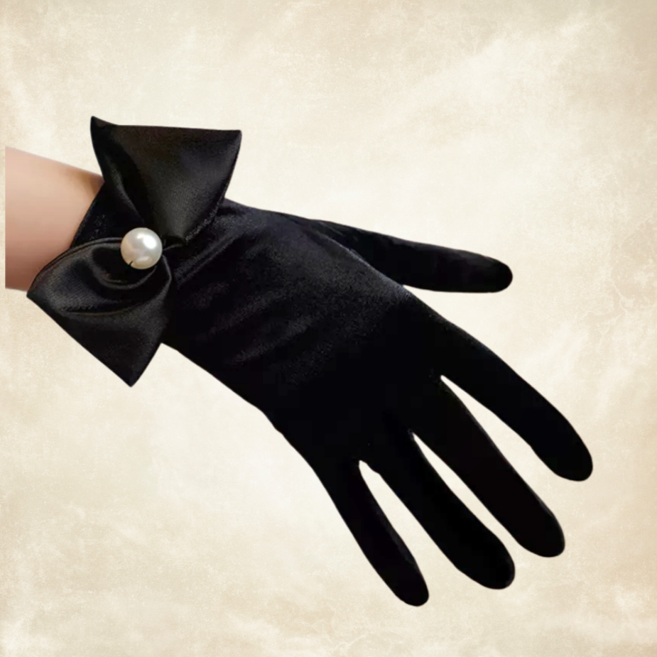 Matmazel Siyah Renk İpek Kadife  Eldiven