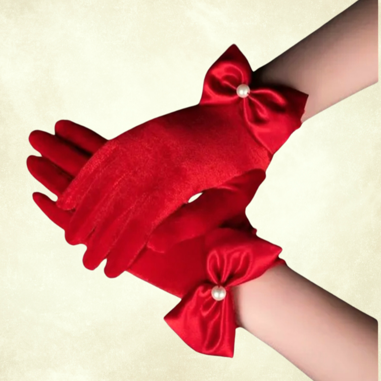 Matmazel Kırmızı Renk İpek Kadife Eldiven
