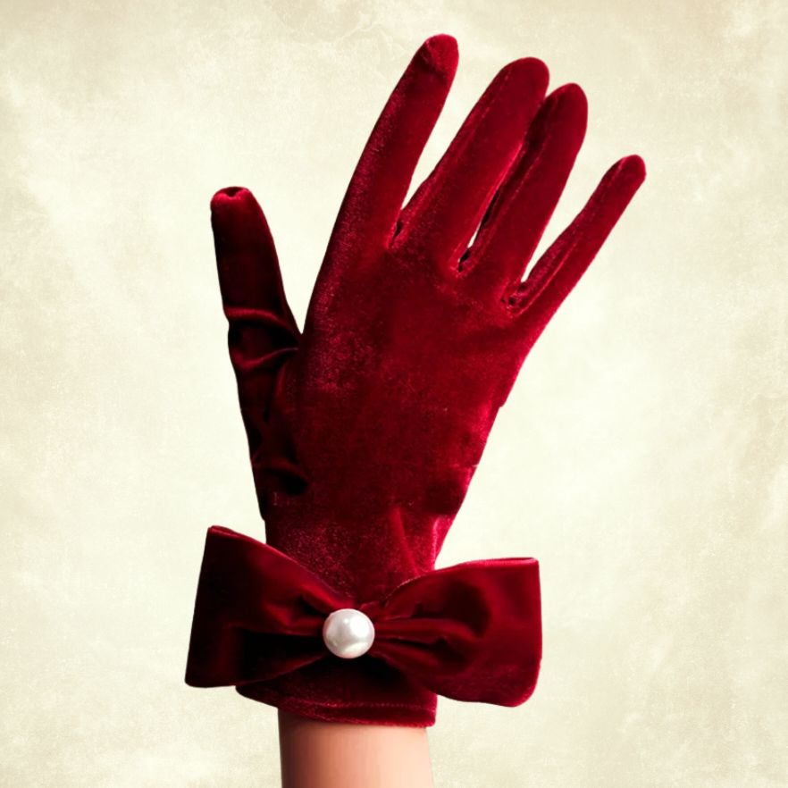 Matmazel Bordo İpek Kadife Eldiven