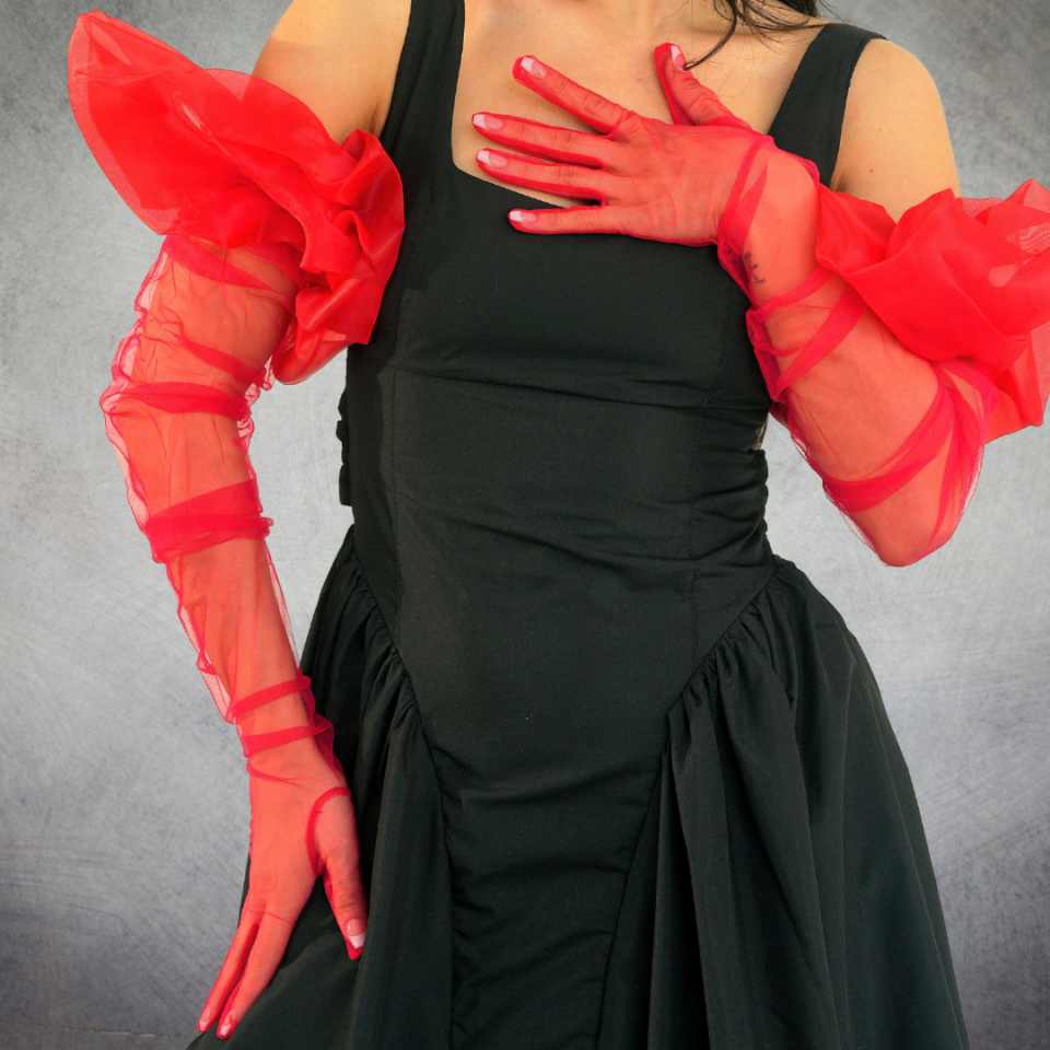 Prenses Kırmızı Balon Kol Eldiven 85 cm