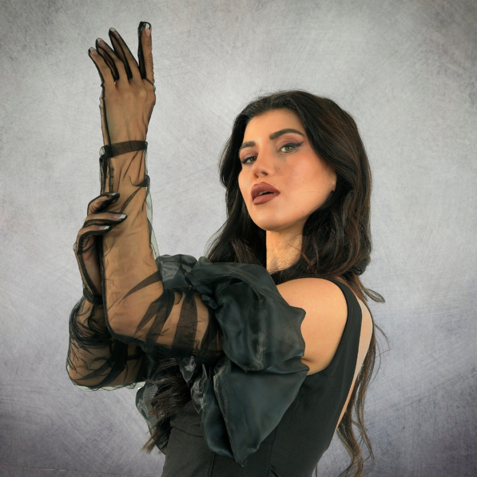 Prenses Siyah Balon Kol Eldiven 85 cm