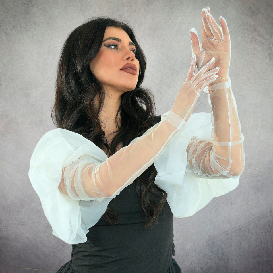 Prenses Beyaz Renk Balon Kol Eldiven 85 cm