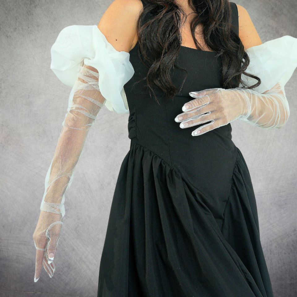 Prenses Beyaz Balon Kol Eldiven 85 cm