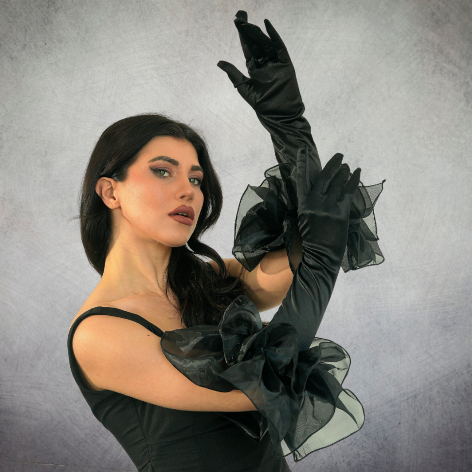 Prenses Siyah Renk Balon Kol Eldiven 50 cm