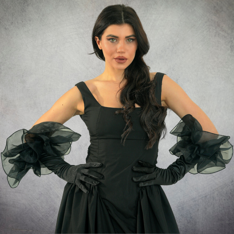 Prenses Siyah Balon Kol Eldiven 50 cm