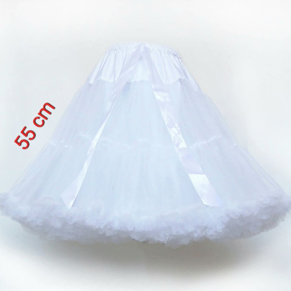 Lady Beyaz Renk Etek Ucu Volanlı Jüpon 55 cm