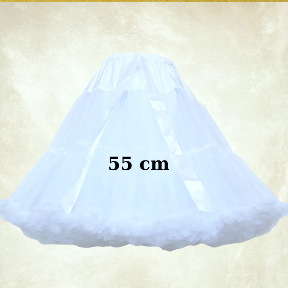 Lady Beyaz Renk Etek Ucu Volanlı Jüpon 55 cm