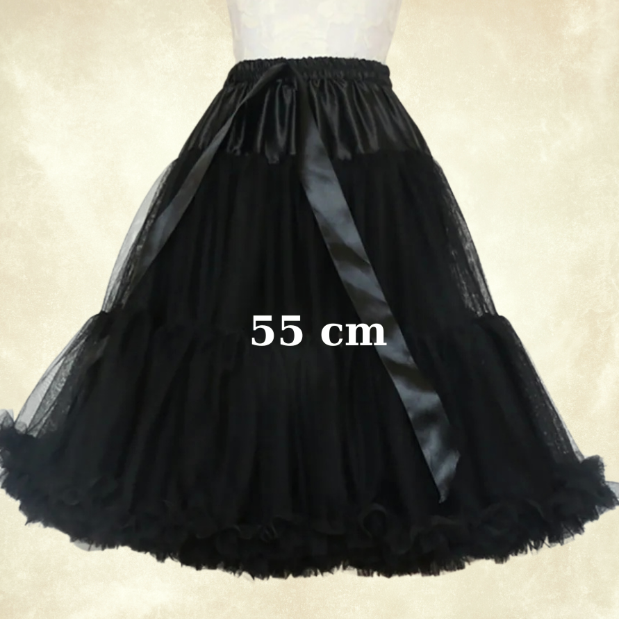 Lady Siyah Renk Etek Ucu Volanlı Jüpon 55 cm