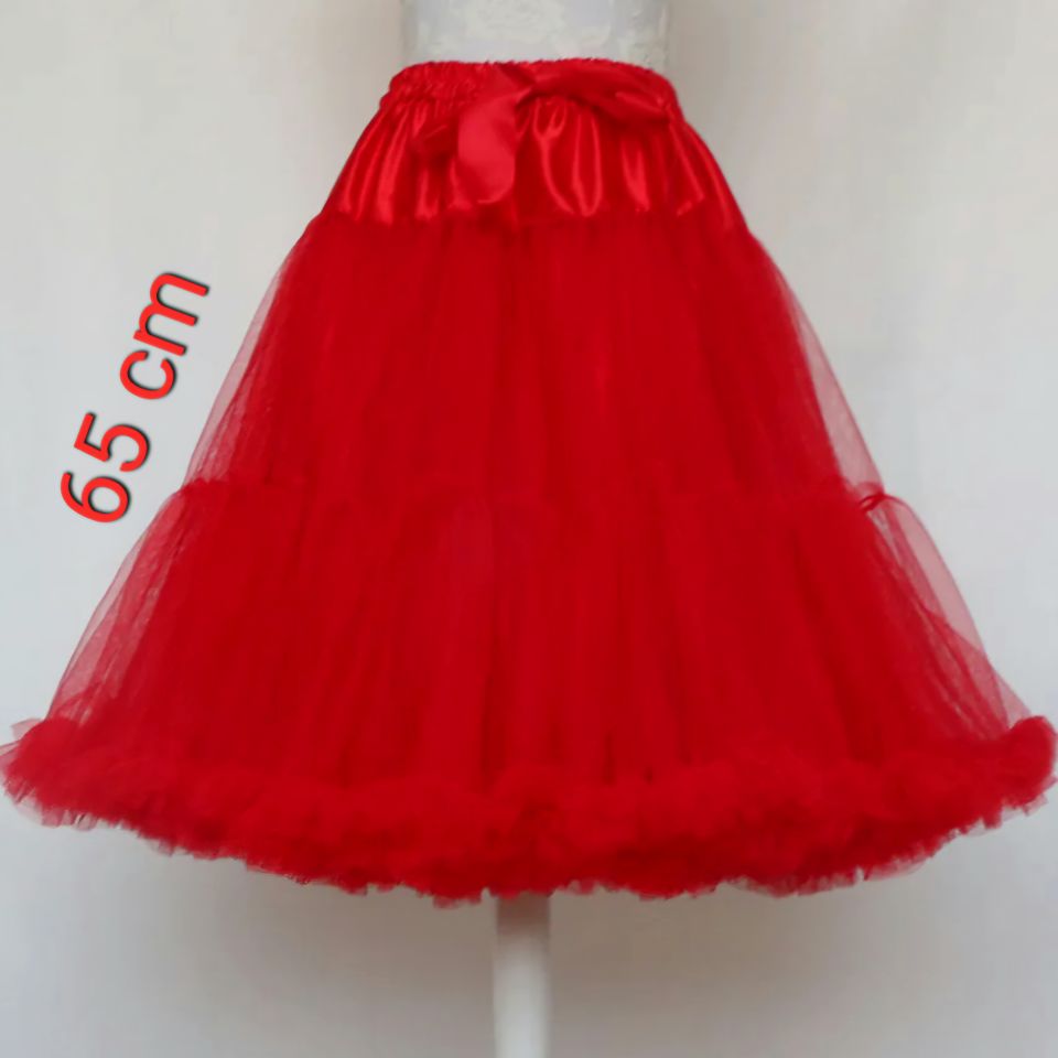 Lady Kırmızı Renk Etek Ucu Volanlı Jüpon 65 cm