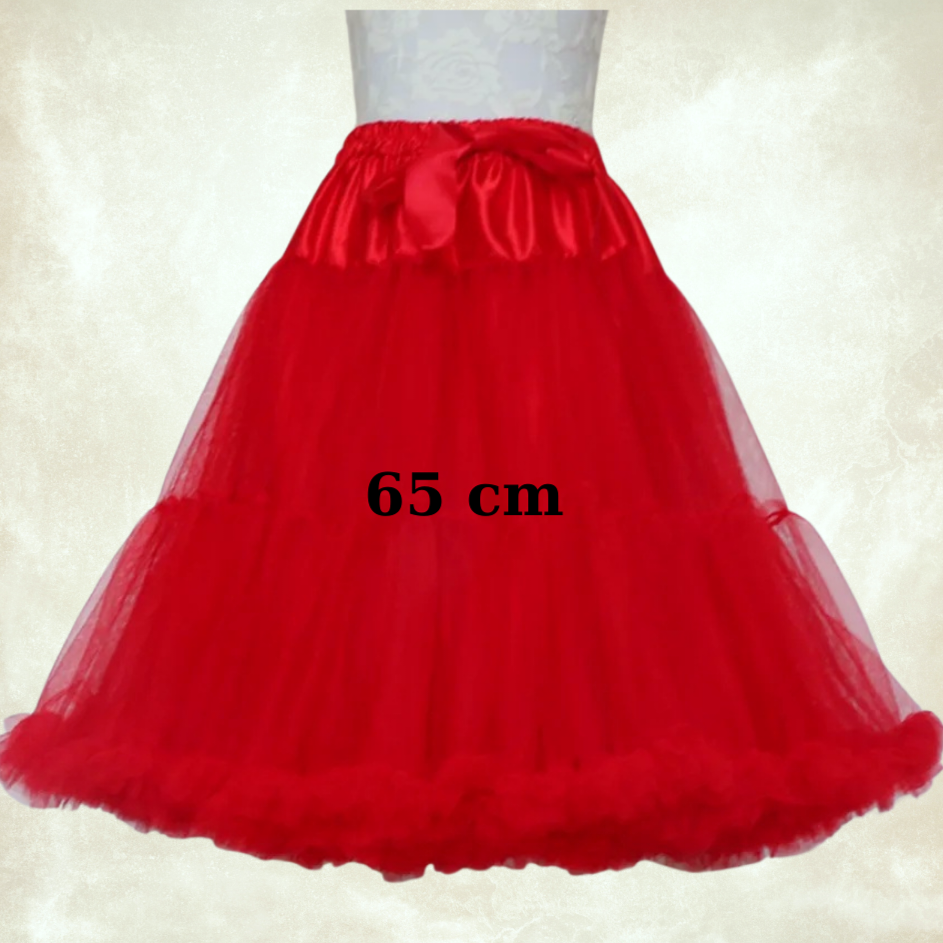 Lady Kırmızı Renk Etek Ucu Volanlı Jüpon 65 cm