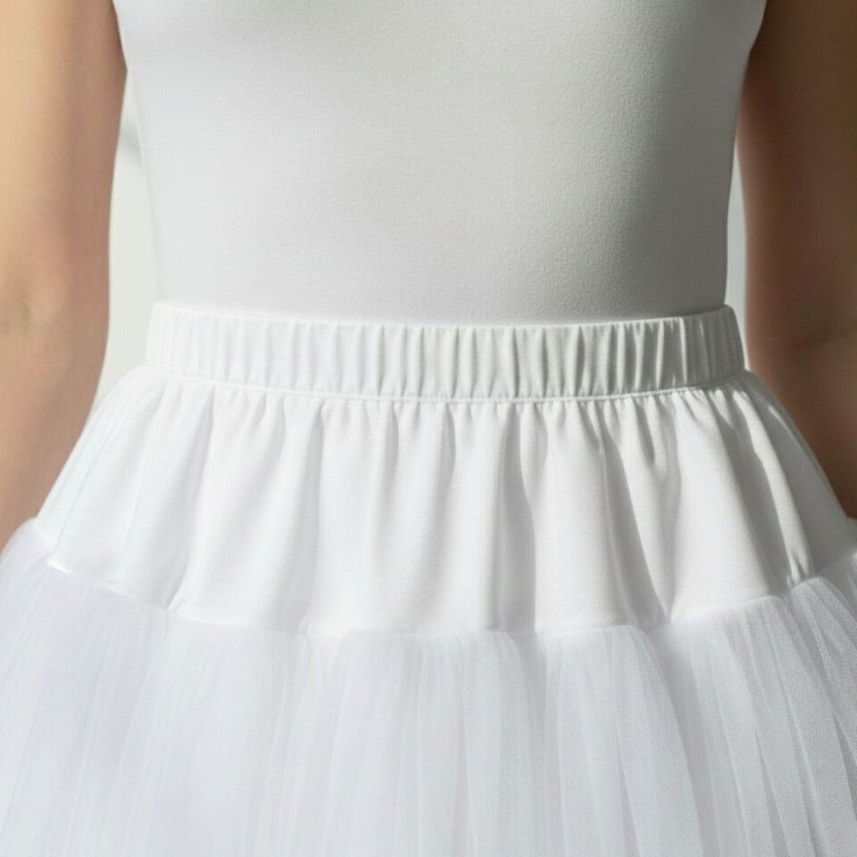 Lady Beyaz Renk Etek Ucu Volanlı Jüpon  65 cm
