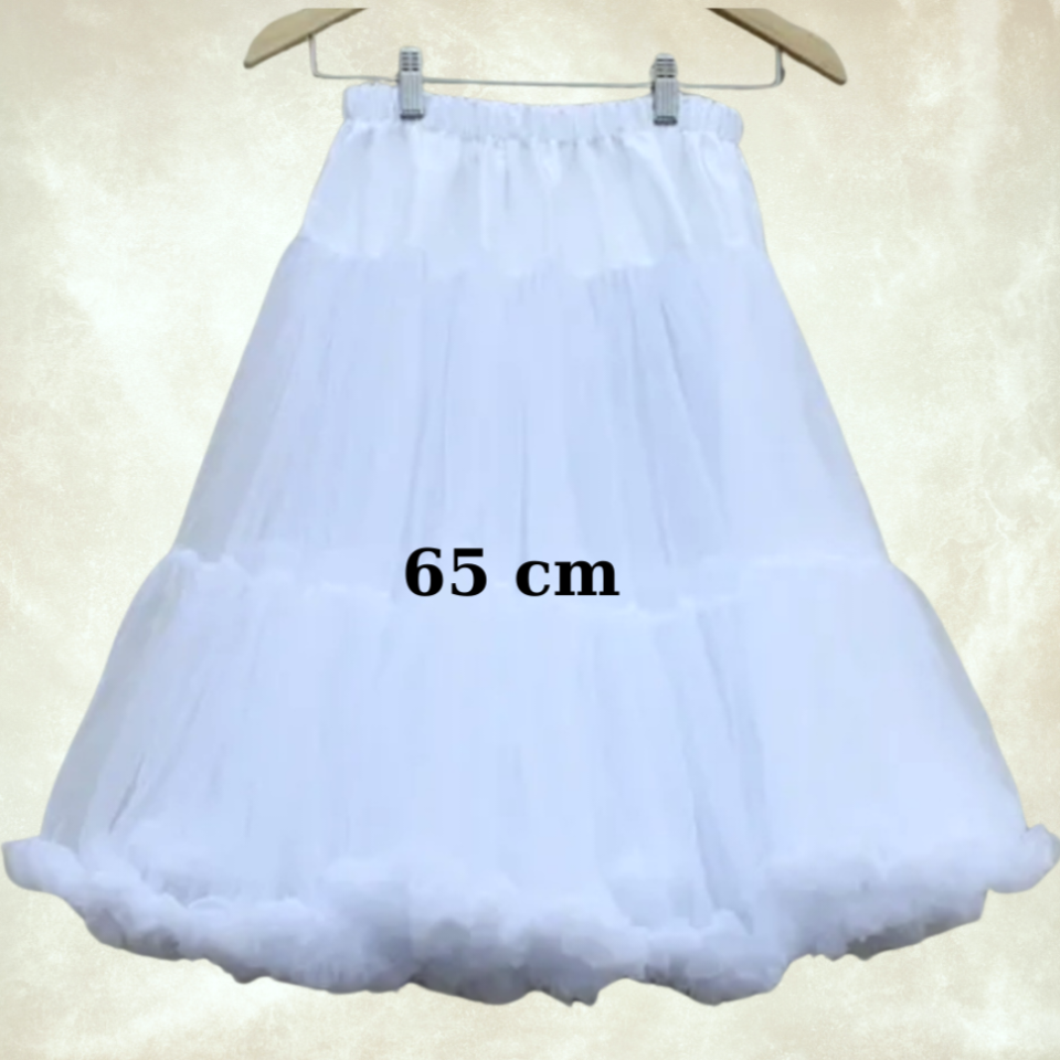 Lady Beyaz Renk Etek Ucu Volanlı Jüpon  65 cm