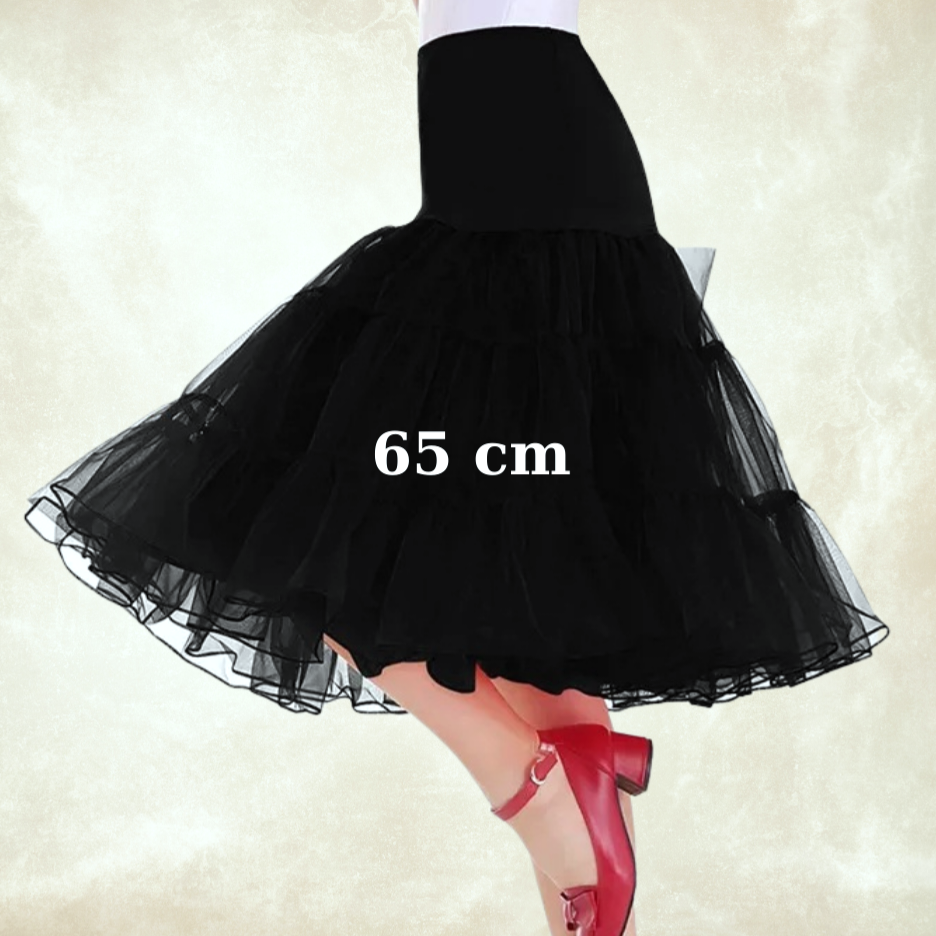 Lady Siyah Renk  Etek Ucu Düz Kesim Jüpon 65 cm