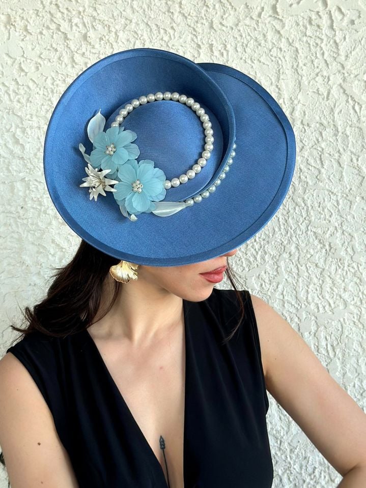 Esta Denim Mavi Renk Vualet 30 cm Özel Şapka Kutulu