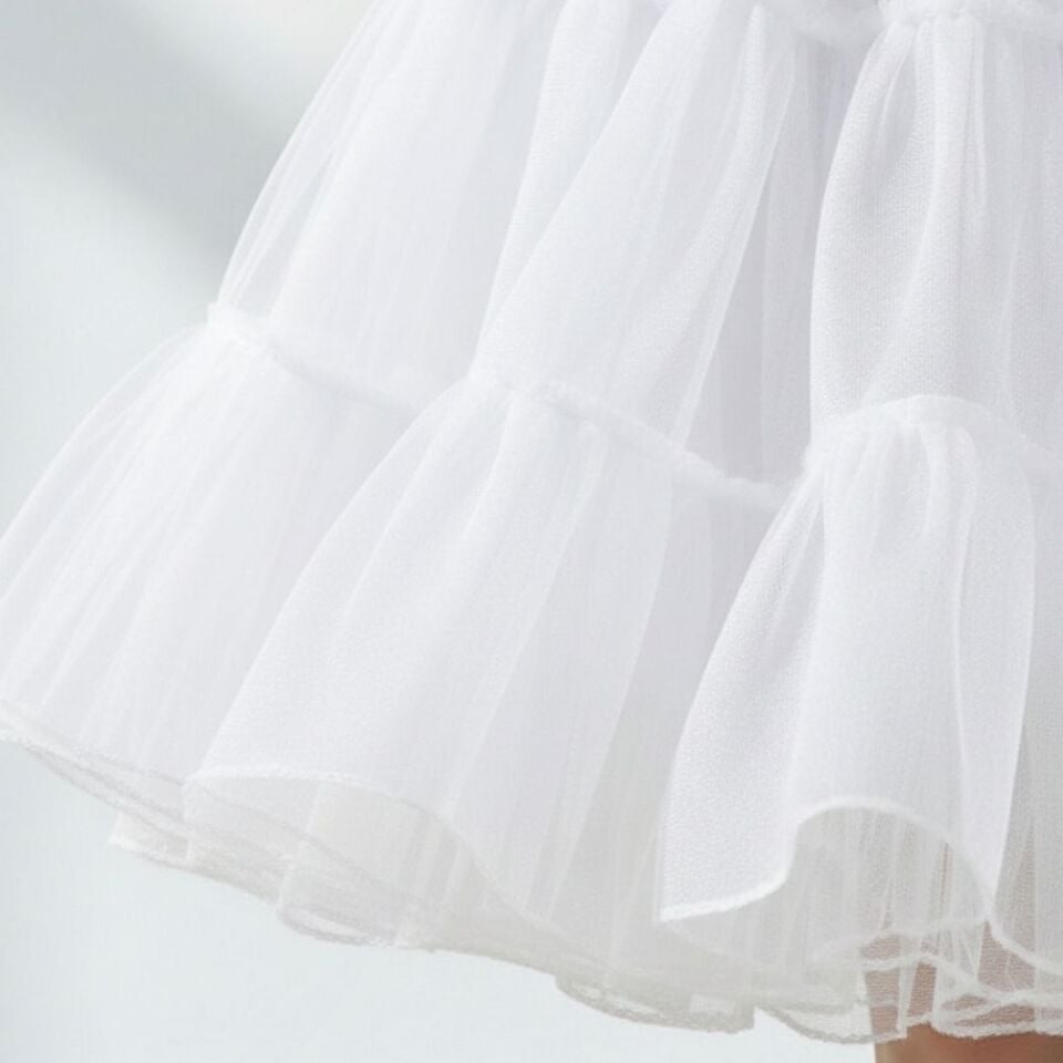 Lady Beyaz Renk Ucu Düz Kesim Jüpon Etek 65 cm