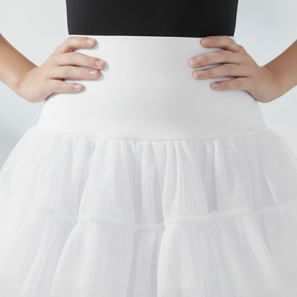 Lady Beyaz Renk Ucu Düz Kesim Jüpon Etek 65 cm