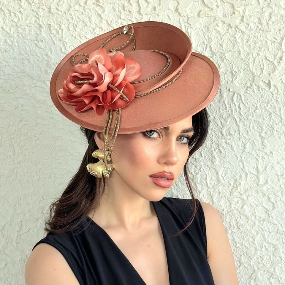 Esta Rose Bakır Renk Vualet 30 cm Özel Şapka Kutulu