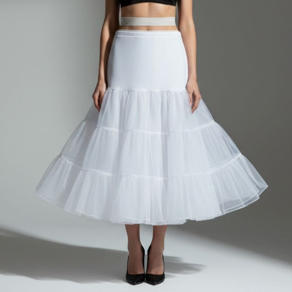 Lady Beyaz Renk Düz Kesim Jüpon 65 cm